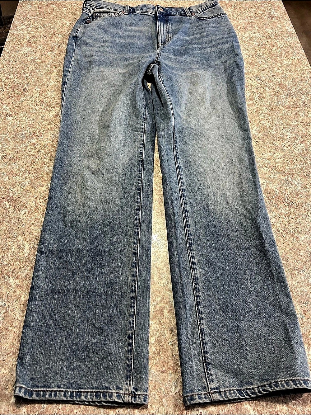 Lands' End High Rise Straight Leg Jeans Blue Waist 26